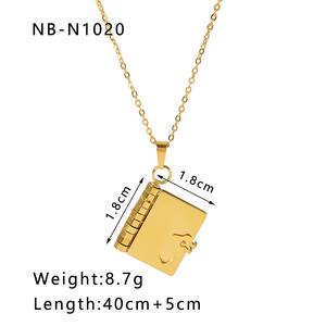 Collection de colliers à breloques secrètes en gros, acier inoxydable plaqué or 18 carats, collier avec pendentif en forme de <span class=keywords><strong>livre</strong></span>, de cœur ou d'oiseau pour elle, cadeau - Product Image 6