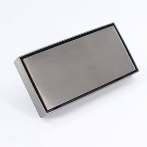 Drain linéaire encastrable invisible <span class=keywords><strong>pour</strong></span> carrelage 20x10cm, gris anthracite brossé, en acier inoxydable 304, anti-odeur, <span class=keywords><strong>pour</strong></span> salle <span class=keywords><strong>de</strong></span> bain - Product Image 2