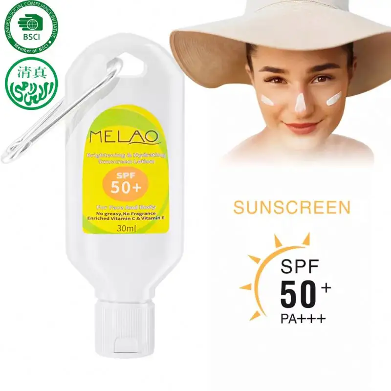 MELAO seyahat boyutu Spf 50 yüz ve vücut spreyi makyaj güneş yanık taşınabilir Anti Aging nemlendirici güneş kremi güneş kremi