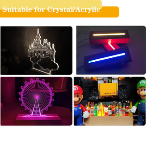 Lampe de chevet créative rectangulaire en bois avec base LED et lumière acrylique colorée 7 couleurs, alimentée par USB, vente en gros - Product Image 5