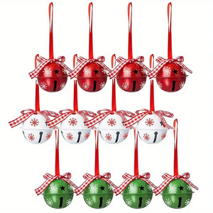 Decorazioni natalizie a cinque stelle stampate campana in metallo con fiocco a pois per <span class=keywords><strong>mobili</strong></span> in ferro <span class=keywords><strong>arte</strong></span> ciondolo dipinto - Product Image 1