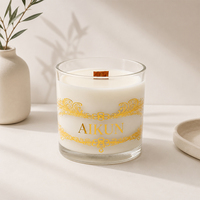 Bougie parfumée de luxe AIKUN, fabriquée sur mesure, dans un bocal en verre imprimé avec mèche en bois, pour la maison