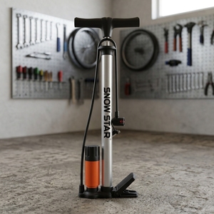 Pompe à air haute pression 160 PSI avec manomètre, double tête, corps en acier inoxydable pour vélo, moto, voiture, scooter et pneus - Product Image 1