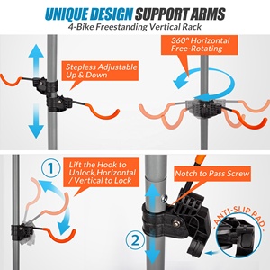 기능성 바닥 수직 4 자전거 홀더, 차고 용 중력 자전거 스탠드 실내 자전거 주최자 자전거 랙 자전거 보관 랙 - Product Image 4