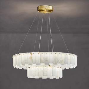 Lustre en Alabâtre au <span class=keywords><strong>Design</strong></span> Marbré Tendance, <span class=keywords><strong>Suspension</strong></span> <span class=keywords><strong>Luminaire</strong></span>, Lampe Suspendue, <span class=keywords><strong>Luminaire</strong></span> Pendentif - Product Image 3