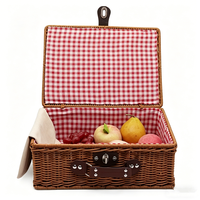 Panier moderne en plastique PP tressé imitation rotin, en forme de valise rectangulaire, avec doublure écologique, portable, pour emballage cadeau de vin à domicile