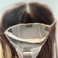 Wig rambut manusia lurus tulang asli pendek wig depan renda ditarik ganda Vietnam warna Piano sorot tanpa lem pemakaian dan pemakaian