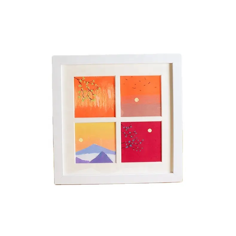 Wooden Square Photo Frame Tabletop Display Watercolor Sketch Oil Painting Frame Picture Photo Wholesale Frames Can Be Customize