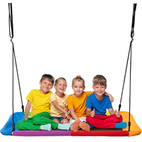 Balançoire rectangulaire XL réglable en métal pour aire de jeux, design moderne, utilisation extérieure, applications scolaires et sportives, sangles d'arbre