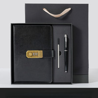 Carnet A5 en similicuir avec serrure à code, stylo signature et recharge, coffret cadeau