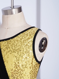 Justaucorps scintillant pour filles avec jupe en tulle, paillettes, plissé asymétrique en maille, une jambe, costume de danse pour récital et compétition, personnalisable - Product Image 3