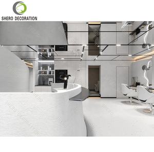 Design d'intérieur moderne pour salons de coiffure, armoire murale de salon de coiffure personnalisée et durable, comptoir de réception avec éclairage LED pour barbier - Product Image 1