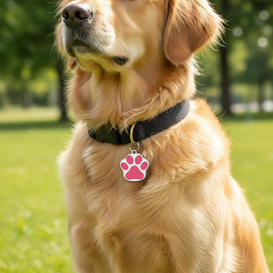 Placa de Identificación para Mascotas, Diseño de Pata Grande, Color Rosa, Metal, para Perros y Gatos - Product Image 3