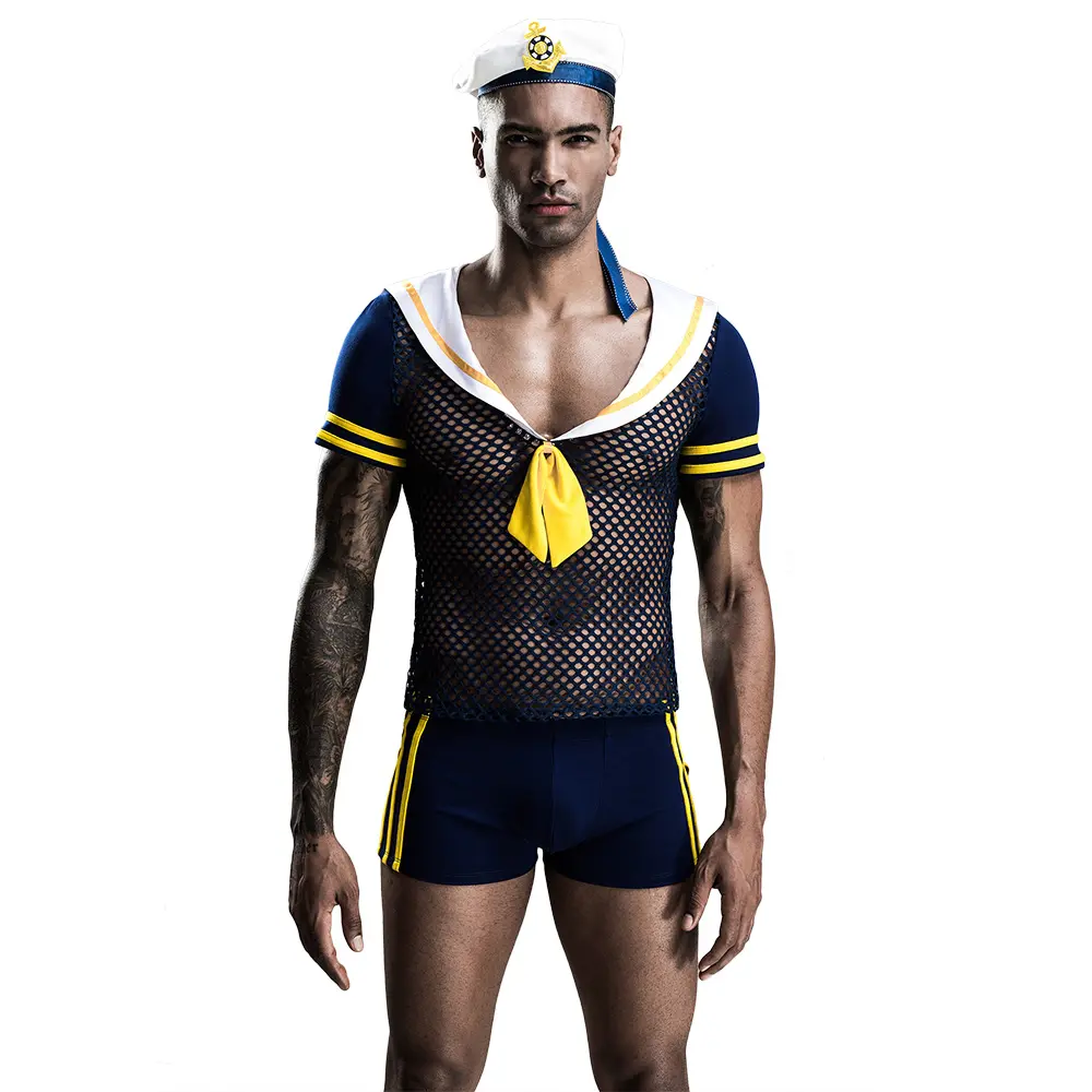 Netz oberteile und Unterwäsche Männer sexy Seemann Halloween Kostüme für Männer