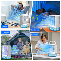 Mini ventilateur de brouillard d'eau de refroidisseur d'air par évaporation avec 3 vitesses Cool Mist Romantic Lights Climatiseur portable