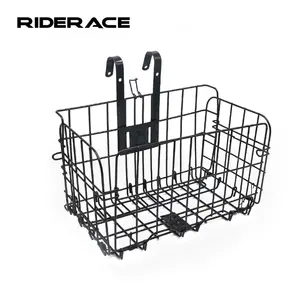 RIDERACE Bicicleta Dobrável Metal Wire Basket Road Bike Aço Inoxidável Prático Dobrável Traseiro Pendurado Saco Ciclismo Acessórios