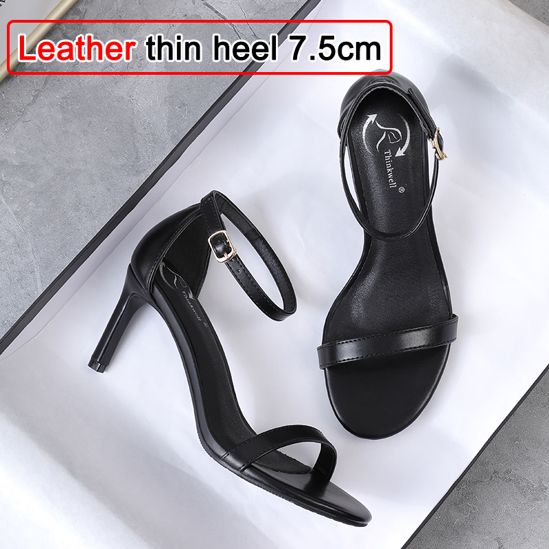 Leather thin heel 7.5cm