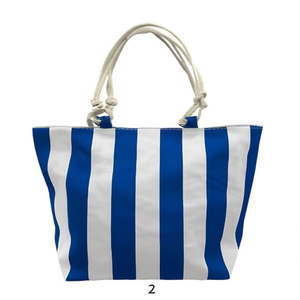 Sac de plage à rayures verticales larges imprimées numériquement 57x37x17cm avec sangle en tissu viscose - Product Image 1