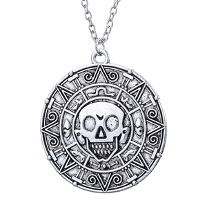 Collana con Ciondolo Scheletro Vintage in Lega di Zinco Moneta Azteca Pirati dei Caraibi Jack Sparrow, Regalo Anniversario Unisex - Product Image 4