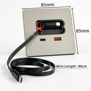 Universeel 20W Usb Type-C Stopcontact Met Intrekbare Kabel En Snel Opladen Abs Paneel 110-250V Bureaustekker - Product Image 6