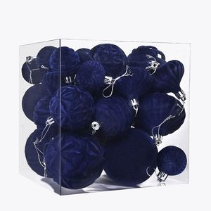 <b>Wine</b> Red Dark Green Flocked Christmas Balls Decorations 6cm Hanging Ornaments Christmas Tree Decorations - Product Image 1