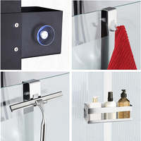 Étagère de rangement murale double couche moderne en acier inoxydable, sans perforation, pour salle de bain, à fixer derrière la porte de la douche