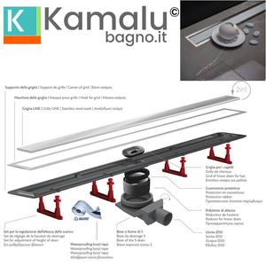 CB-650 Kamalu Scarico a Pavimento per Doccia in Acciaio Inox da 65cm con Coperchio in Vetro Bianco - Product Image 4