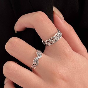 Bague ouverte entrelacée en argent sterling S925 Ruitai pour femmes, bijoux à porter au quotidien, bagues fines - Product Image 2