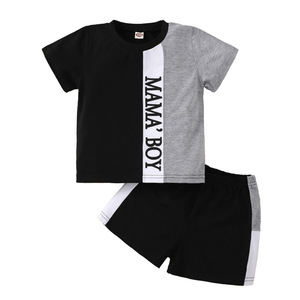 Completo Estivo per Bambini 'Mama's <span class=keywords><strong>Boy</strong></span>' in Bianco, Nero e Grigio con Maniche Corte - Product Image 1