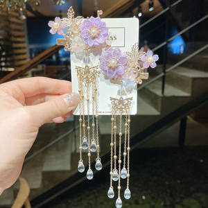 2 pz/set nuovi bambini graziosi fermagli per capelli con ornamento di fiori per ragazze graziose mollette per capelli cinesi antichi accessori per capelli per bambini - Product Image 2