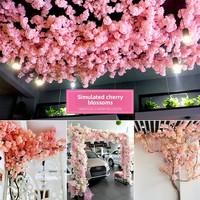 Bunga Sakura Tiruan Shangchu Putih 4 Cabang Bunga Sakura Salju Warna Pink untuk Dekorasi Pernikahan