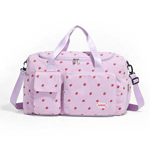 Sac de voyage tendance en velours côtelé à motif de fruits avec fermeture éclair, 20-35L, unisexe, grande capacité, compartiment séparé pour chaussures, sac de voyage intelligent - Product Image 5
