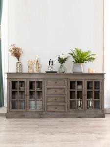 Aparador de madera de roble vintage de estilo francés, armario de comedor con 4 puertas enrejadas y 4 cajones - Product Image 5