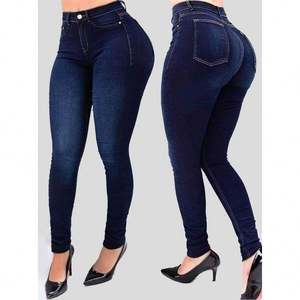 Pantalones de mujer, mallas ajustadas de cintura alta, pantalones vaqueros nuevos, pantalones vaqueros de cuero liso, glúteos grandes, <span class=keywords><strong>gratis</strong></span> - Product Image 1