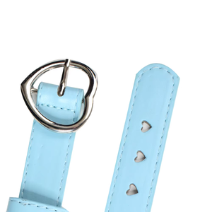 <span class=keywords><strong>Ceinture</strong></span> pour <span class=keywords><strong>femme</strong></span> en cuir véritable <span class=keywords><strong>bleu</strong></span> ciel avec boucle en alliage en forme de cœur, écologique, avec logo personnalisé - Product Image 1