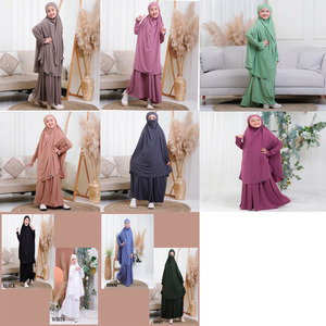 Jilbab jilbab เสื้อเจอร์ซี่ยืดได้2ชิ้นชุดสวดมนต์เจียมเนื้อเจียมตัวขนาดพิเศษสำหรับเด็กมุสลิม jilbab - Product Image 2