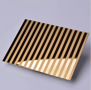 EX761 China Supply Luxury Ti-Gold <b>Mirror</b> Etched Stainless Steel Metal <b>Sheets</b> for Elevator Interior Door Decor - Product Image 6