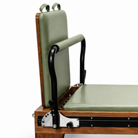 Máquina de Pilates Reformer de Madera de Nogal Natural, Combo de Media Torre, con Rieles de Longitud Completa y Resortes