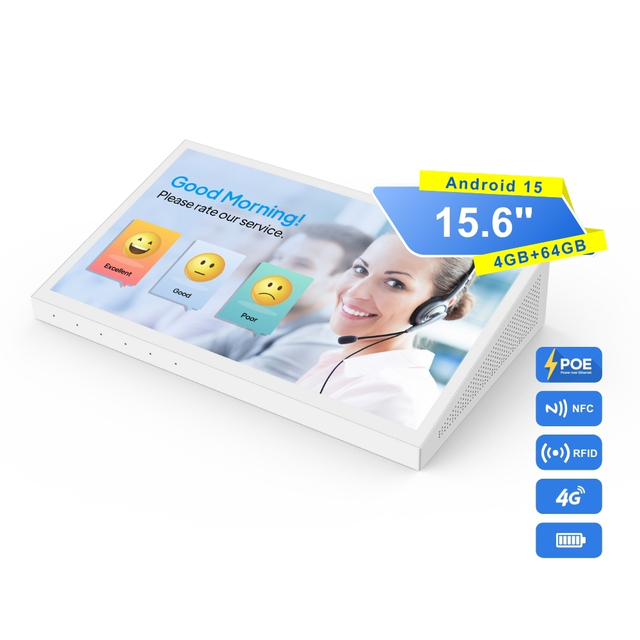 15.6 Inch Desktop Android 15 Tablet IP65 Plastic Interactive Touch Screen Animation Self-Service Business Retail Display