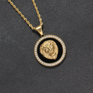 <span class=keywords><strong>Collana</strong></span> SN261 in Acciaio Inossidabile Placcato Oro <span class=keywords><strong>con</strong></span> Pendente Hip Hop e Catena a Corda, Design <span class=keywords><strong>Leone</strong></span>, Gioielli da Festa - Product Image 4