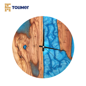 Orologio <span class=keywords><strong>da</strong></span> <span class=keywords><strong>parete</strong></span> <span class=keywords><strong>in</strong></span> <span class=keywords><strong>legno</strong></span> bianco di oliva artigianale <span class=keywords><strong>in</strong></span> resina epossidica <span class=keywords><strong>in</strong></span> <span class=keywords><strong>legno</strong></span> personalizzato orologio decorativo per la casa - Product Image 2