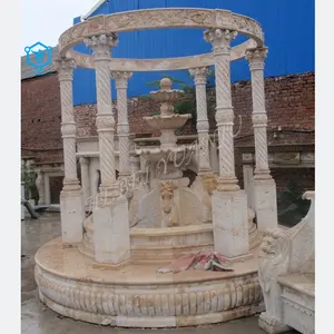 Yuanju Buiten Grote Tuin Op Maat Gemaakte Stenen Ronde Tuinhuisje Marmeren Paviljoen Sculptuur