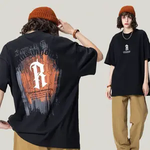 Men's Clothing Hip Hop 270g Heavyweight T shirt Printing Digital Print Customized Oversized T shirts For Men