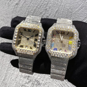 Montre analogique pour homme et femme avec diamants en moissanite, boîtier en acier inoxydable étanche, style hip-hop, pièce de monnaie antique de dessin animé - Product Image 1