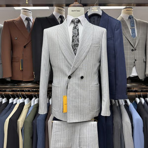 Costumes de Mariage de Luxe pour Hommes, Faits Main et Sur Mesure, Ensemble 2 Pièces avec Veste Droite, Pantalon à Braguette Zippée, Tenue Formelle pour le Marié, Taille Plus Européenne - Product Image 4