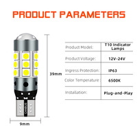 TGZ siete colores Led 12-24V T10 W5W 194 168 Led Canbud 27SMD Chip luces de techo de coche decodificador focos lámpara de matrícula 6500K