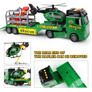 Camion de transport Dwi Dowellin Jouets pour enfants, camion semi-remorque de 25,6 pouces avec hélicoptère et dinosaures, cadeaux pour les garçons et les filles de 3 ans et plus - Product Image 2