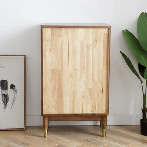 Nordic Solid Wood Five Drawer <b>Chest</b> Walnut Color Bedroom <b>Storage</b> Cabinet With Drawers - Product Image 4