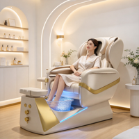 Fauteuil de pédicure électrique de luxe avec bassin à pieds en cristal, lumière ambiante LED, massage complet du corps, fauteuil inclinable pour soins des pieds en salon