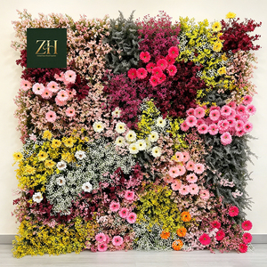 Nouvelle conception murale de fleurs en soie colorées style Ins, avec gypsophile et roses artificielles, pour fond de fête d'anniversaire - Product Image 4
